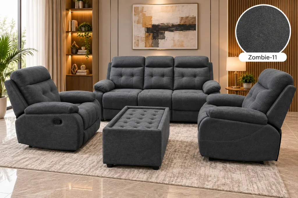 Charcoal Recliner Living Room Showroom.webp