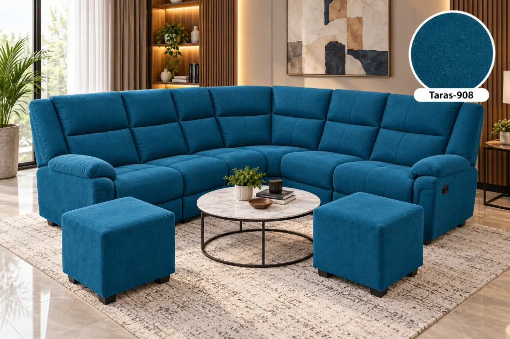 Teal Sectional Living Room with Taras-908 Fabric.webp