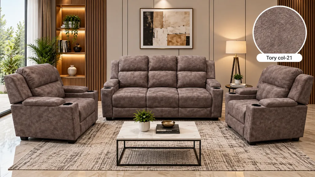 Modern Taupe Recliner Sofa Showcase.webp