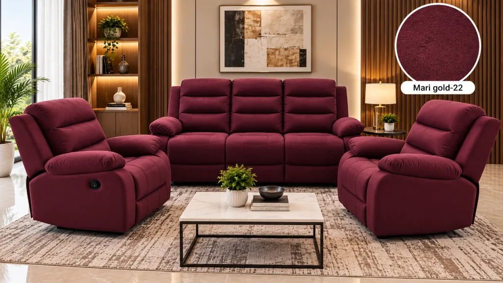 Burgundy Recliner Set in Modern Living Room.webp
