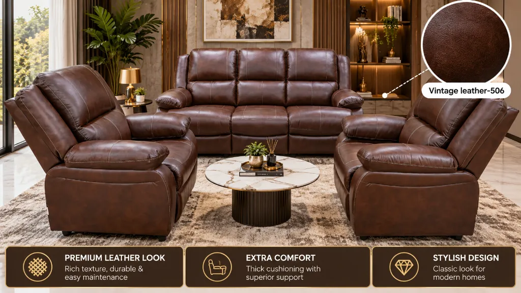 Vintage Leather Recliner Living Room.webp
