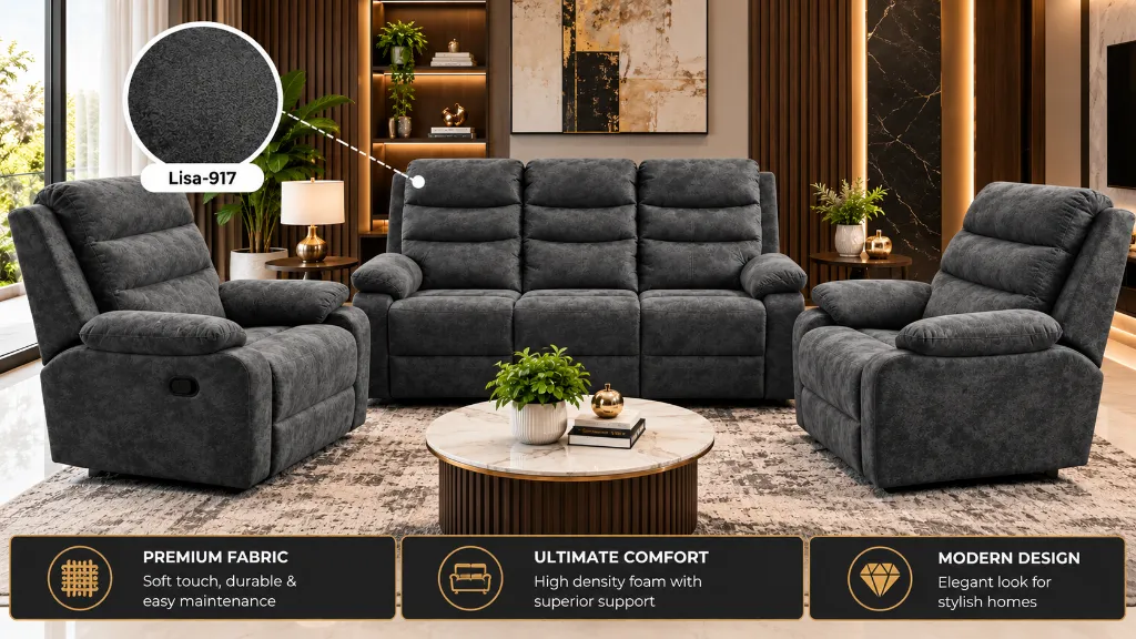 Charcoal Reclining Sofa Showroom Elegance.webp