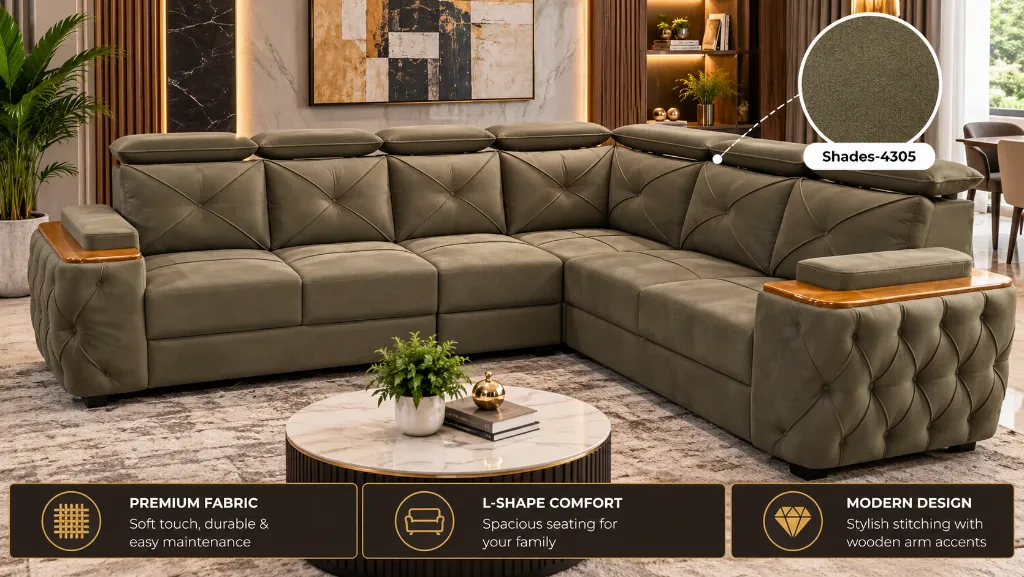 Olive L-Shaped Sofa Luxury Showcase.webp