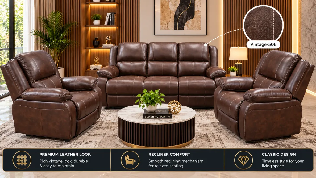 Luxury Vintage Leather Recliner Living Room.webp