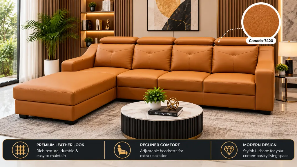 Luxury Caramel Leather Sectional Showcase.webp
