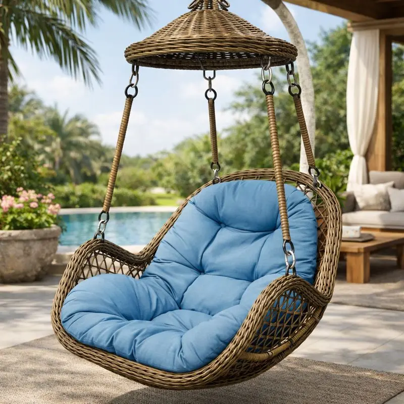 #30 బ్లూ కుషన్ హ్యాంగింగ్ చైర్ (#30 Blue Cushion Hanging Chair)