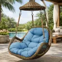 #30 బ్లూ కుషన్ హ్యాంగింగ్ చైర్ (#30 Blue Cushion Hanging Chair)
