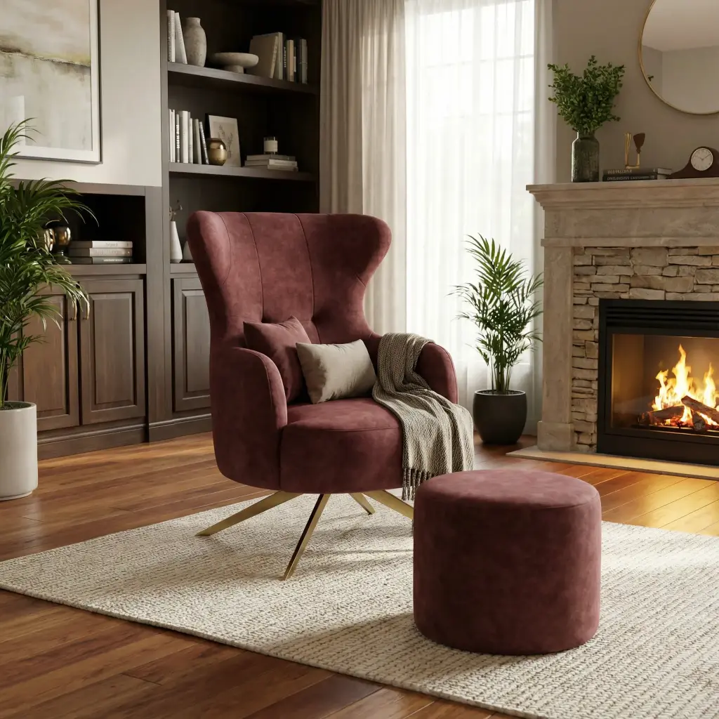 Rotating Chair With Ottamen