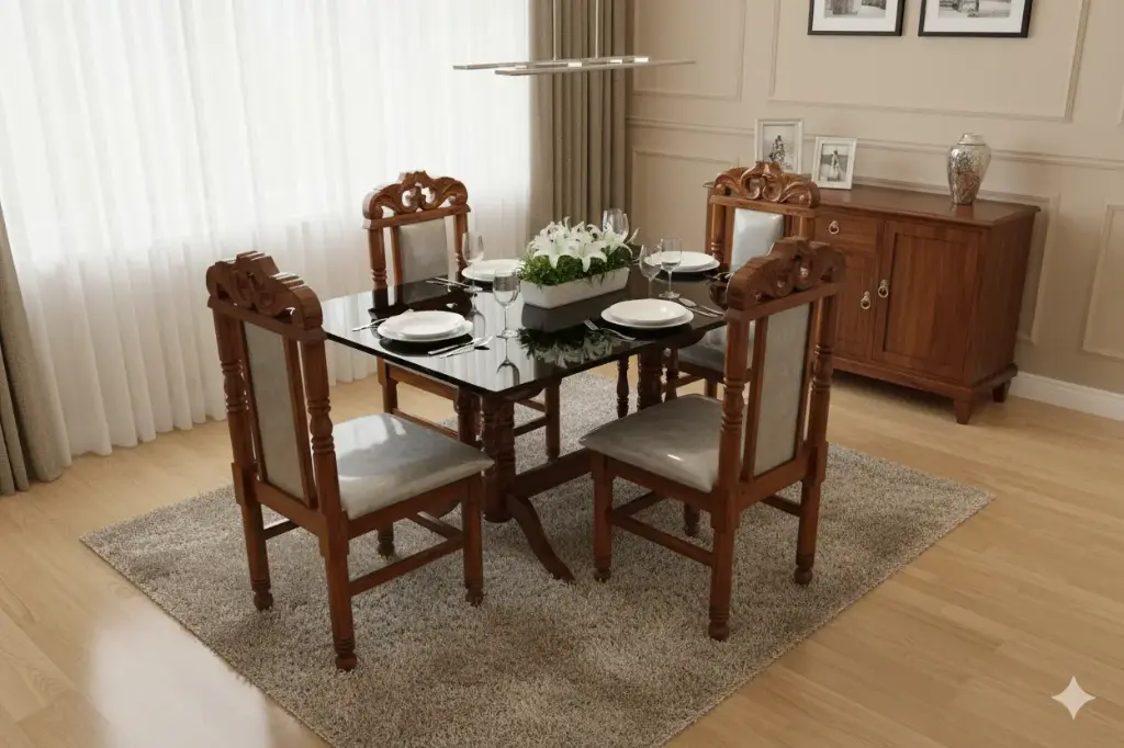 Pillar Dining (4-Seater, Glass)