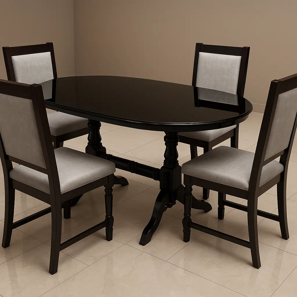 Classic Cushion Dining Set (4 SEATER RECTANGLE, Glass)