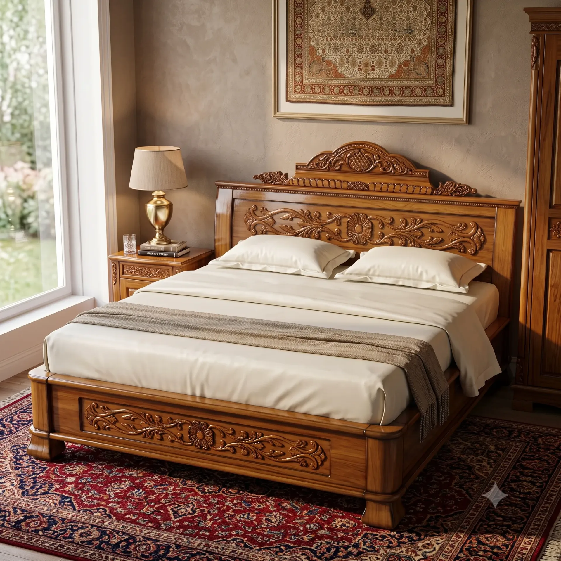 Klassic Teakwood Cot (QUEEN, NO STORAGE)