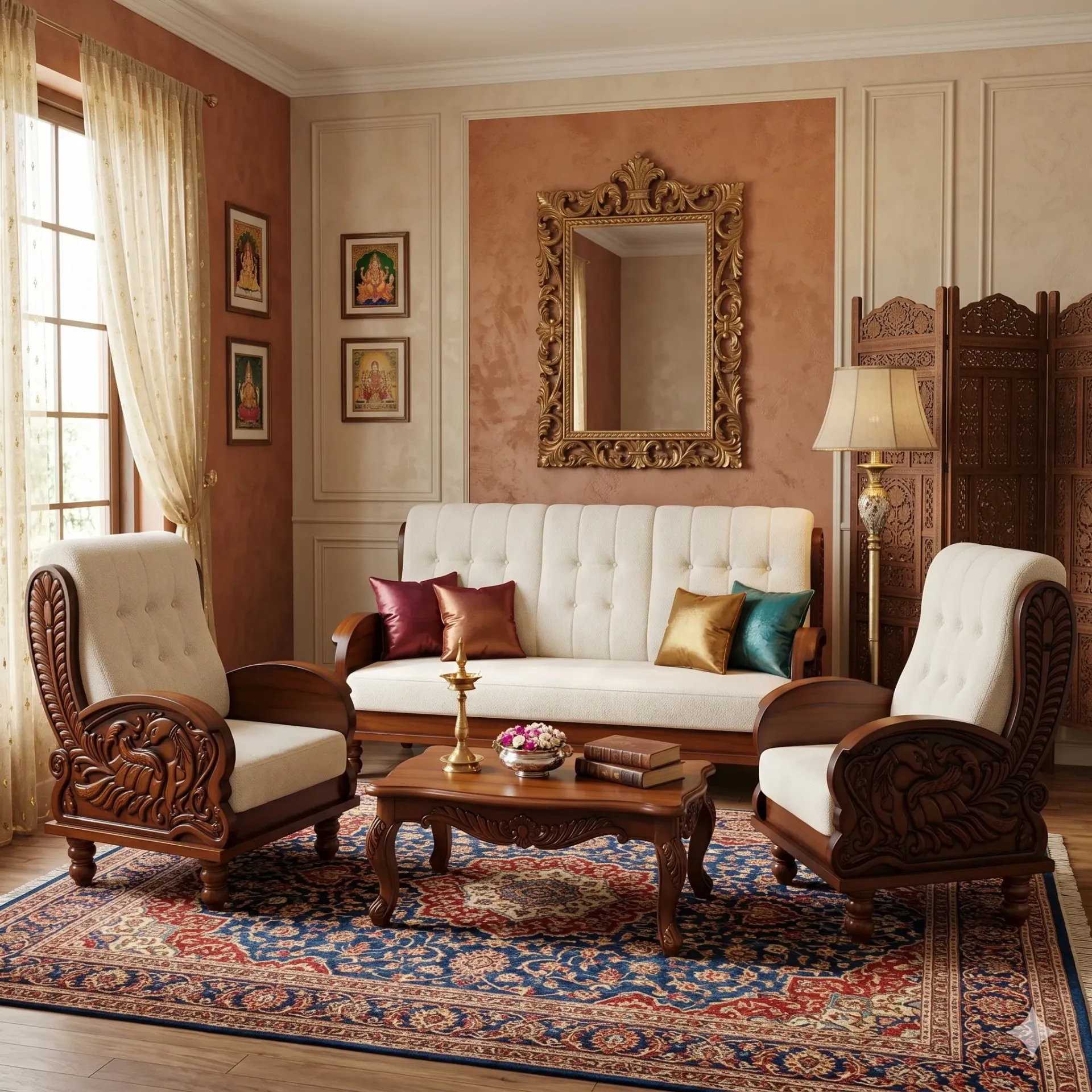 Peacock Carving Sofaset