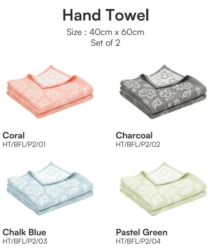 Banana Jacquard Floral Hand Towel (Pastel Green)