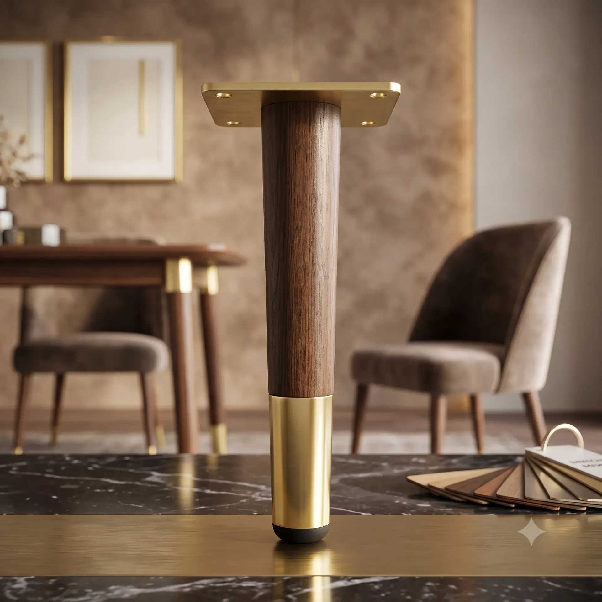 Sofa Leg - Wood+Gold