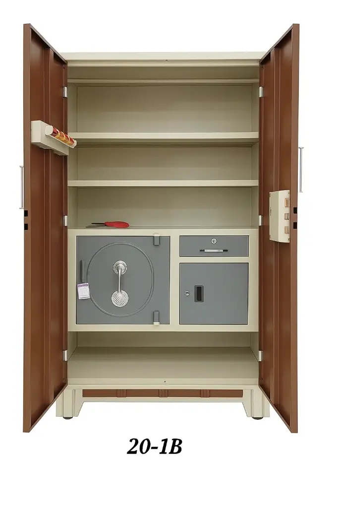  R1-IB – Premium Iron Almirah with Built-in Safe (Brown)