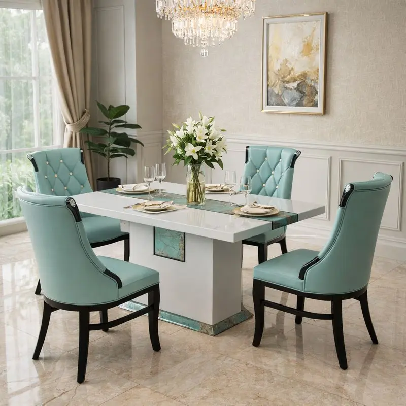  Emerald Marble Dining Set (4 SEATER RECTANGLE)