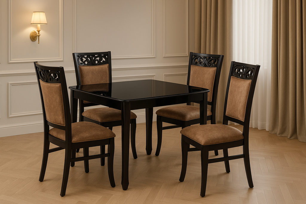 Nora Elegant Dining Table Set (4 SEATER RECTANGLE)