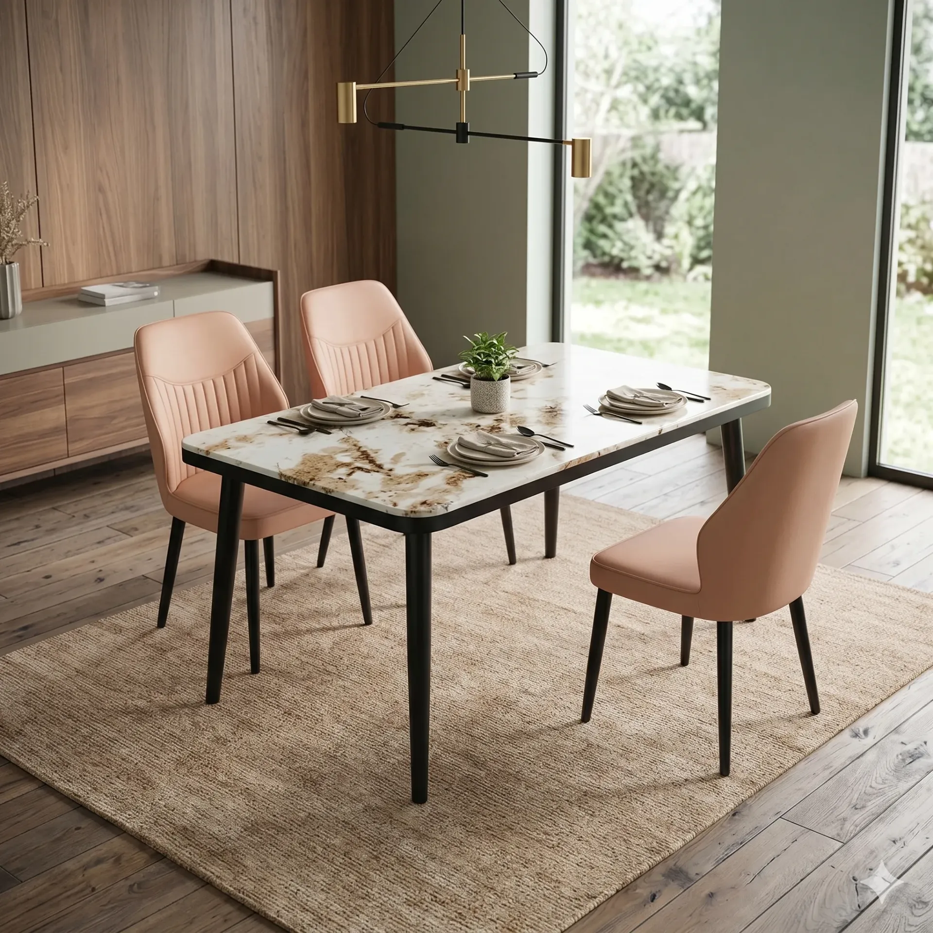 Round Pipe Dining Set (C-90 ( 130*80 ))