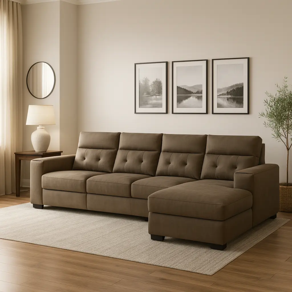 #210 Mushi Sofa Foshan (3+2 sofa set with double armrests, without additional functions # 236 Grey 2)