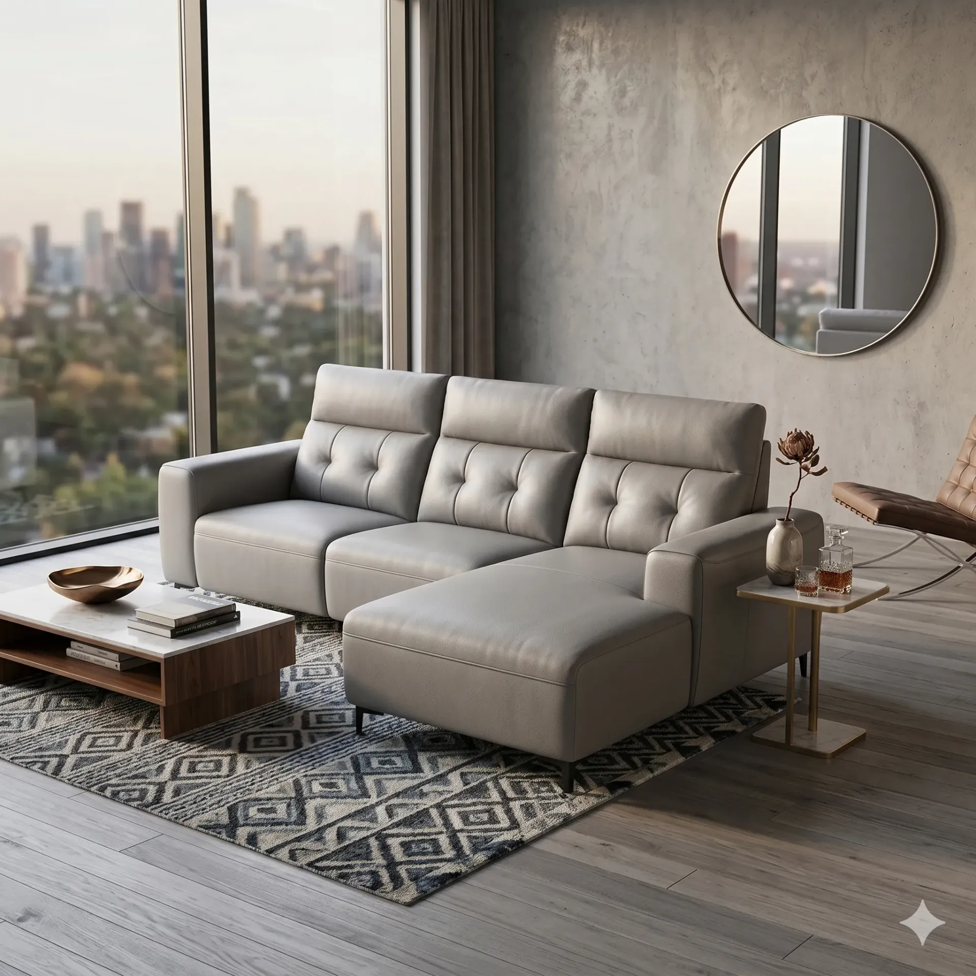 #210 Mushi Sofa Foshan (3-seater + chaise / 2.4 meters, with one electric)