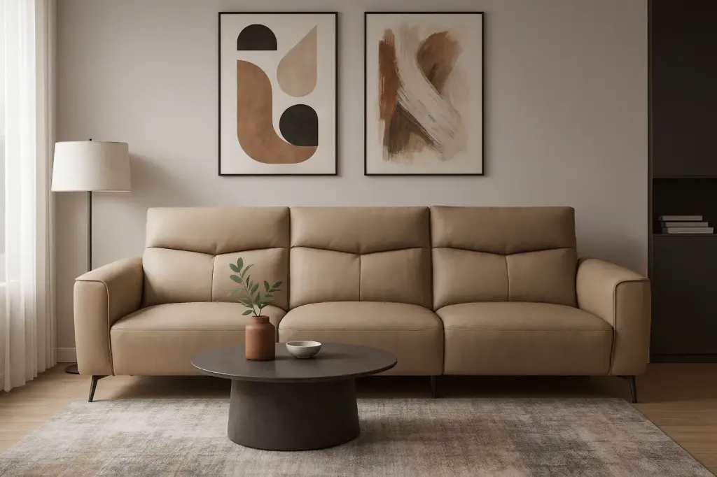 #HT Mushi Sofa Foshan (#HT-272 3-seater sofa with a chaise)