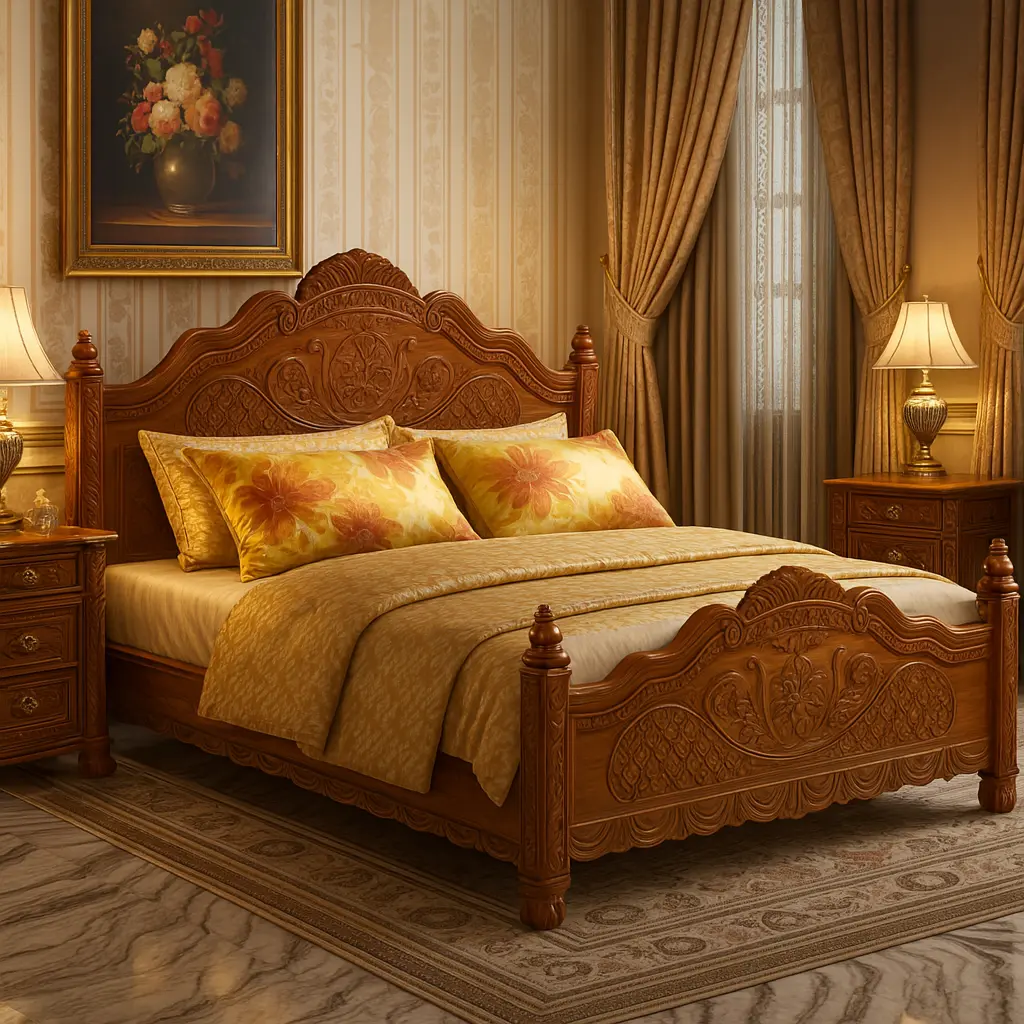 Thadu Teakwood Model Cot (QUEEN, NO STORAGE)