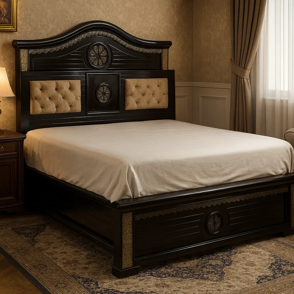 Gold Patti Box Cot (Queen, NO STORAGE)