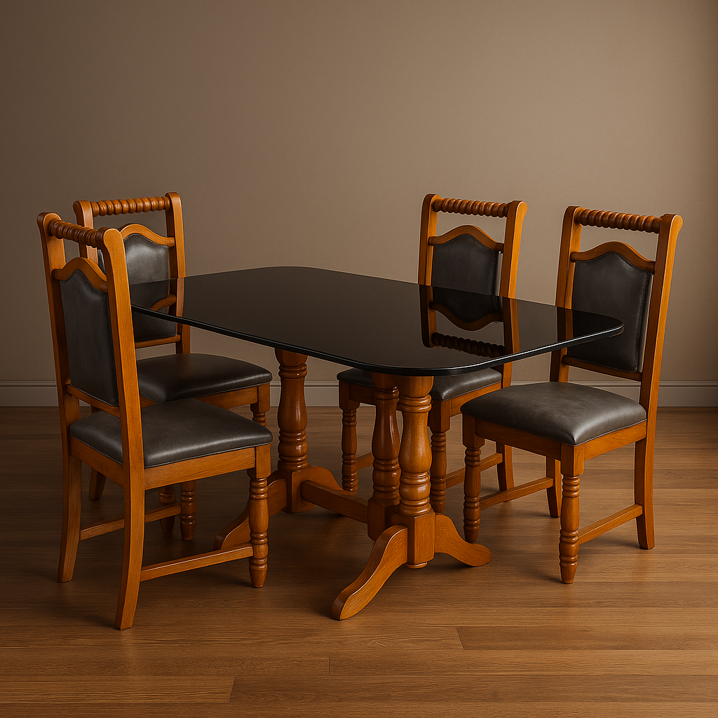Elegant Step Roller Dining Set (4 SEATER RECTANGLE)