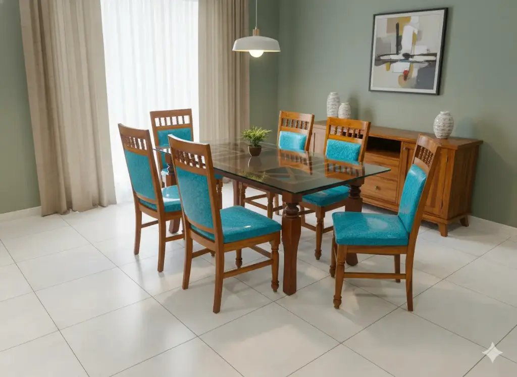 Birikil Dining (4-Seater, Glass Top)