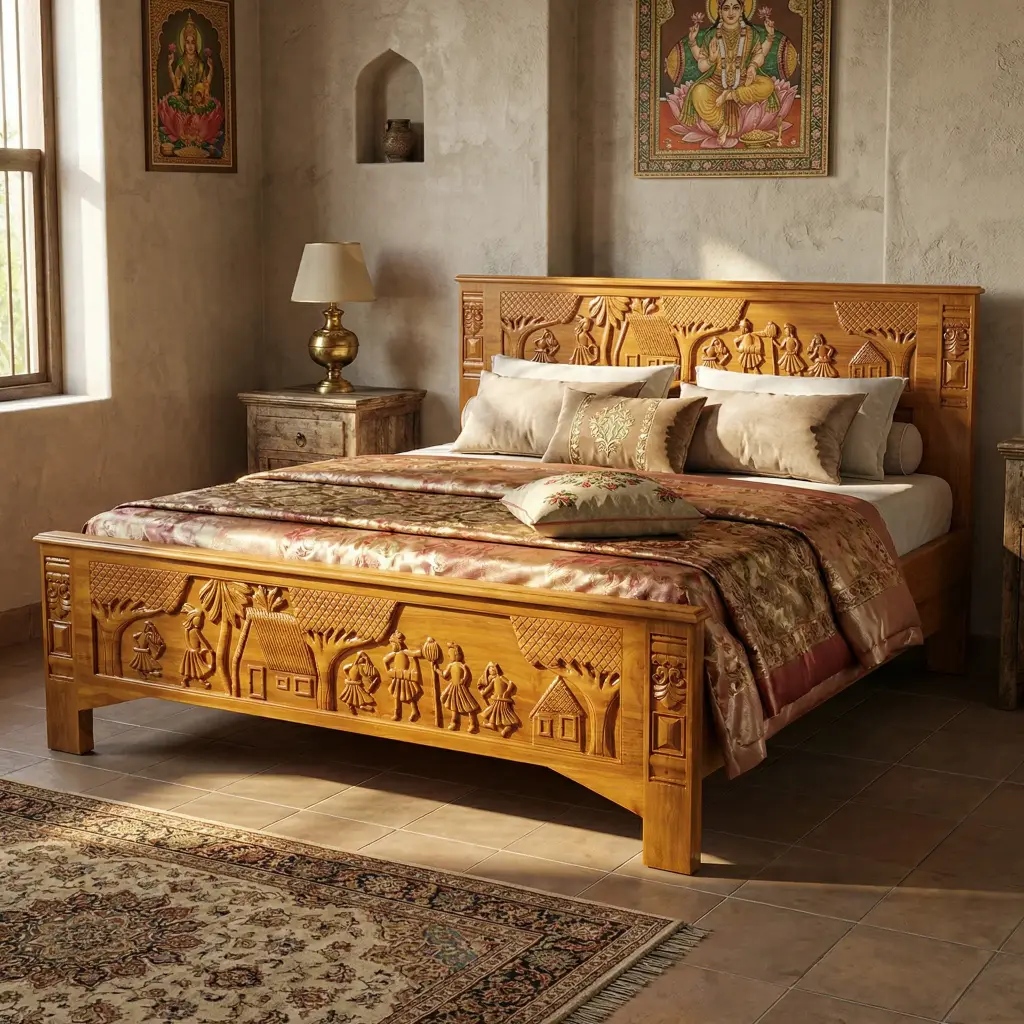 Rustic Teakwood Cot | HOMECOMFORTS