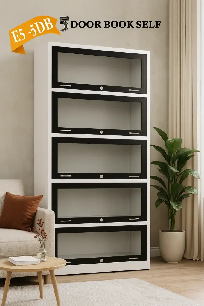 E5-5DB 5-Door Glass Book Shelf